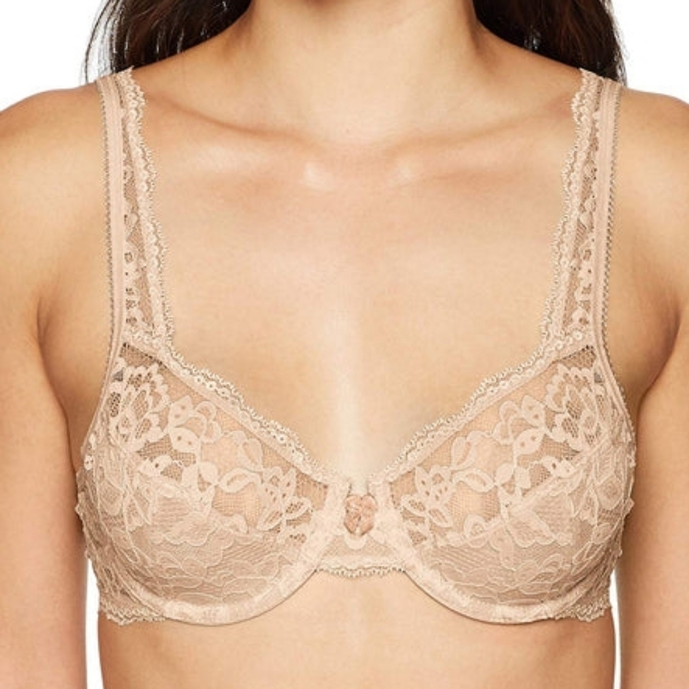 Maidenform Tan Modern Beauty Half Sheer Lace Unlined Demi Bra Size 34C